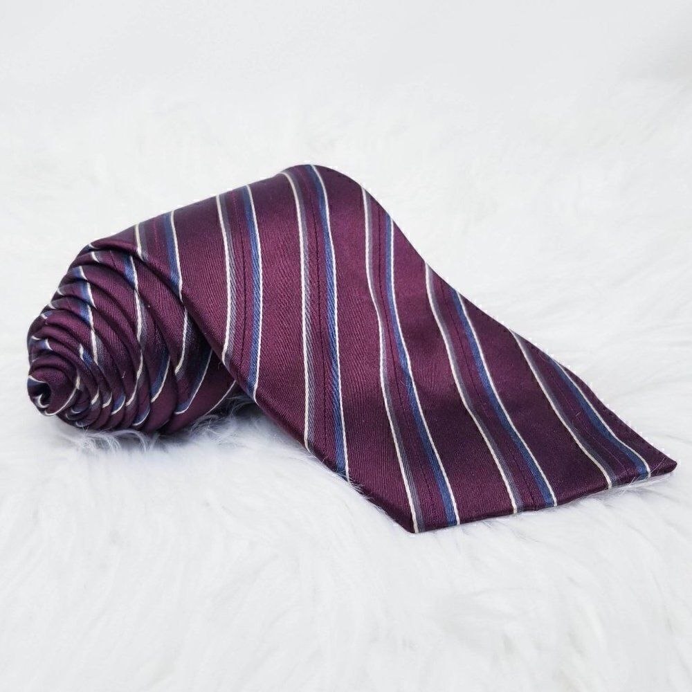Donald Trump Signature Maroon Striped Silk Tie